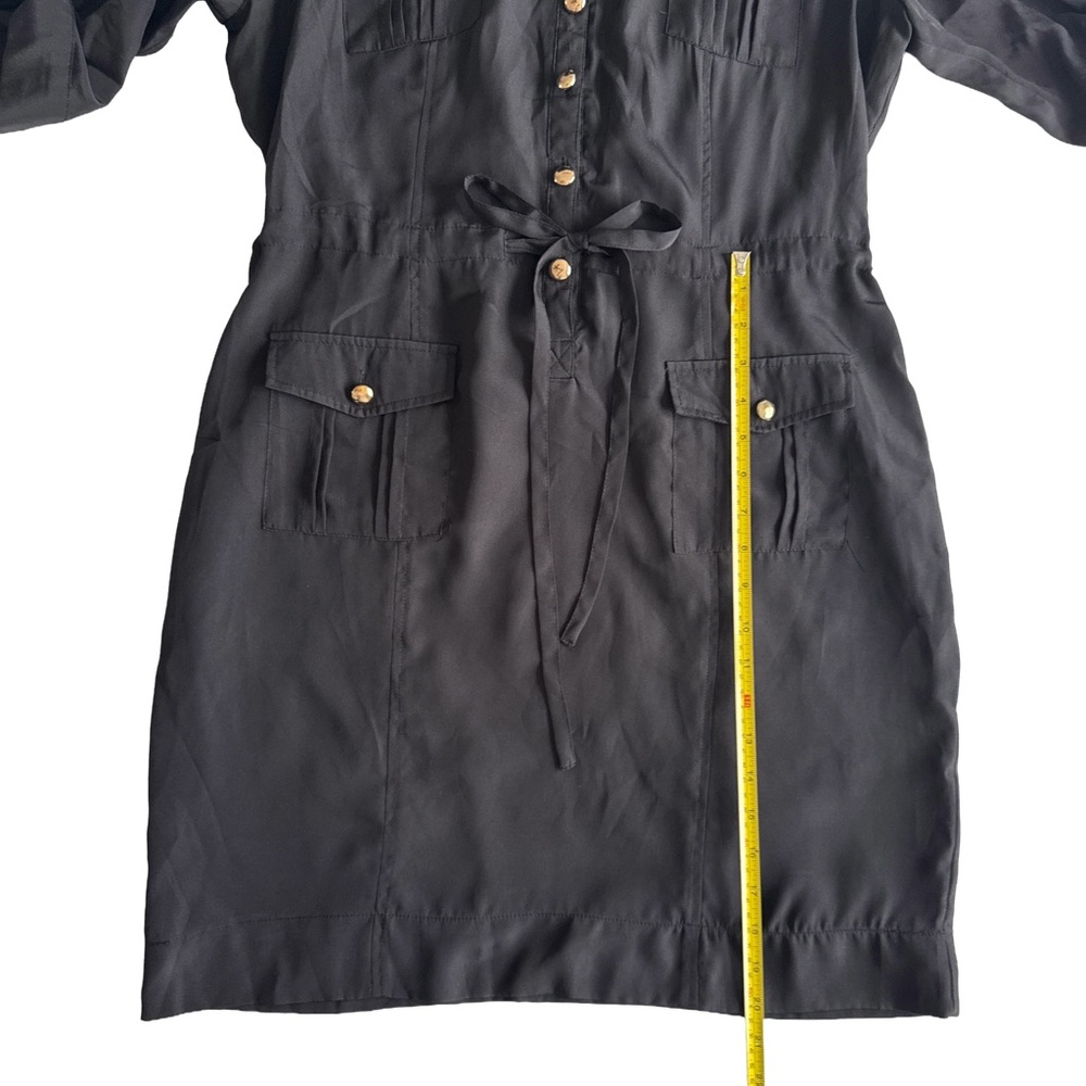 NEW YORK & COMPANY Women’s Classic Black Button Tie Shirt Dress Knee Length Sz L - Picture 5 of 10
